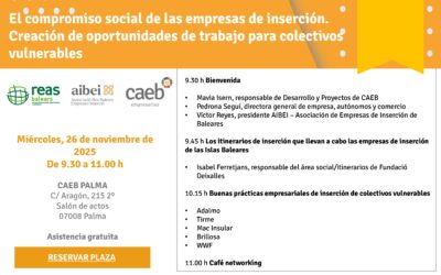 Jornada «El compromiso social de las empresas de inserción. Creación de oportunidades de trabajo para colectivos vulnerables»